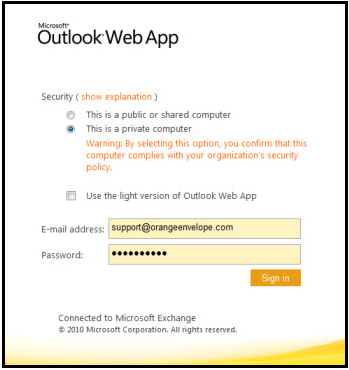 log into outlook web access